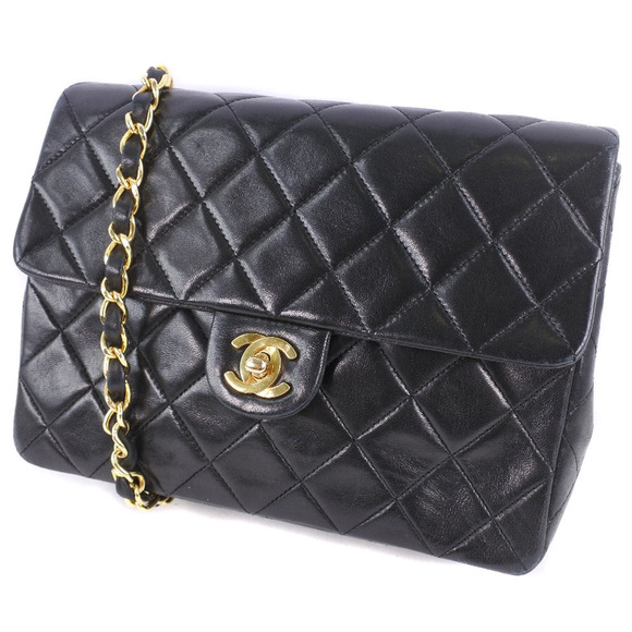 Chanel Chain Lambskin Black Matelasse Bag Shoulder - Picture 1 of 12